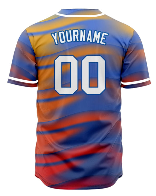 Custom Blue Orange Colorful Half Baseball Jersey