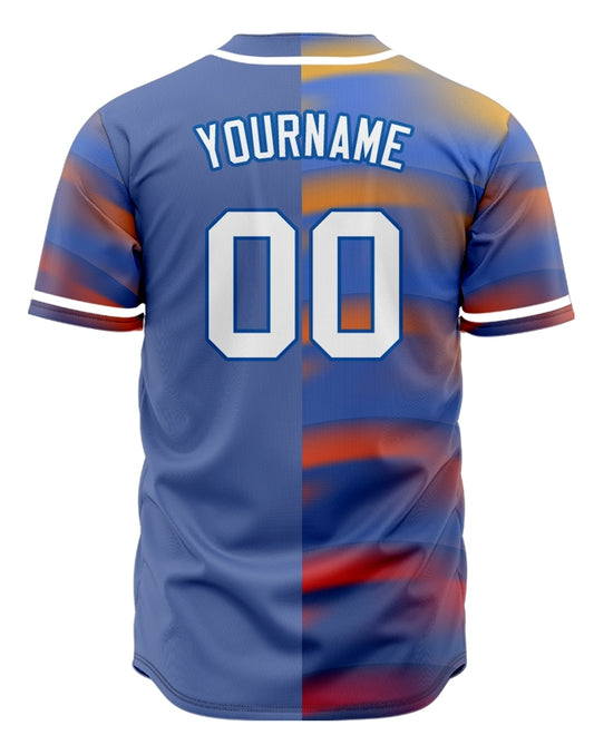 Custom Blue Orange Grey Baseball Jersey