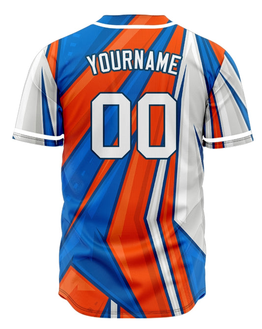 Custom Blue Orange Grey Half Baseball Jersey