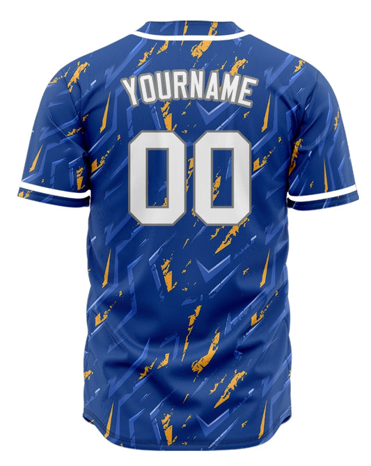 Custom Blue Orange Lightning Line Half Baseball Jersey