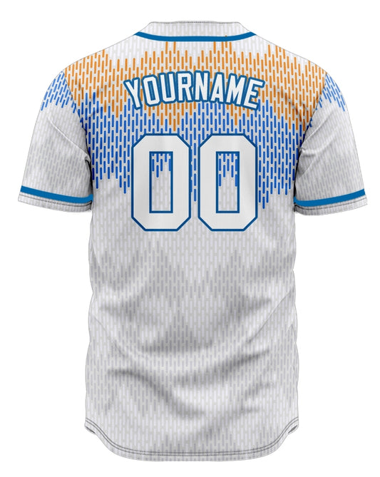 Custom Blue Orange Rectangle Half Baseball Jersey