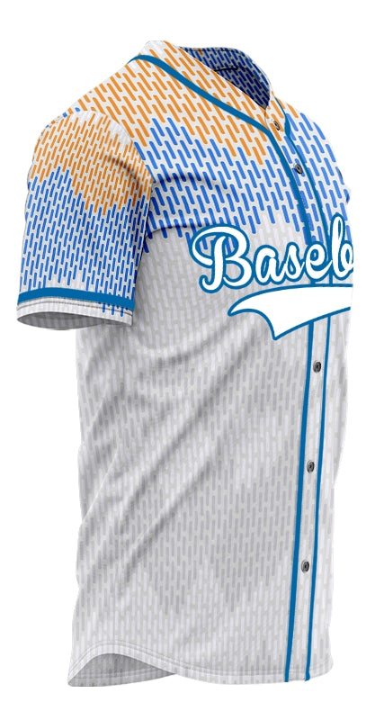 Custom Blue Orange Rectangle Half Baseball Jersey