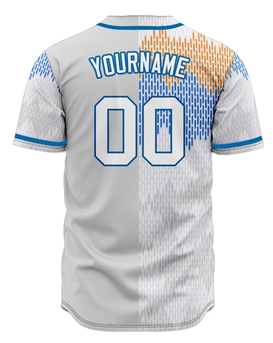 Custom Blue Orange Red Horizontal Lines Baseball Jersey