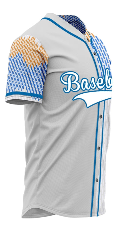 Custom Blue Orange Red Horizontal Lines Baseball Jersey
