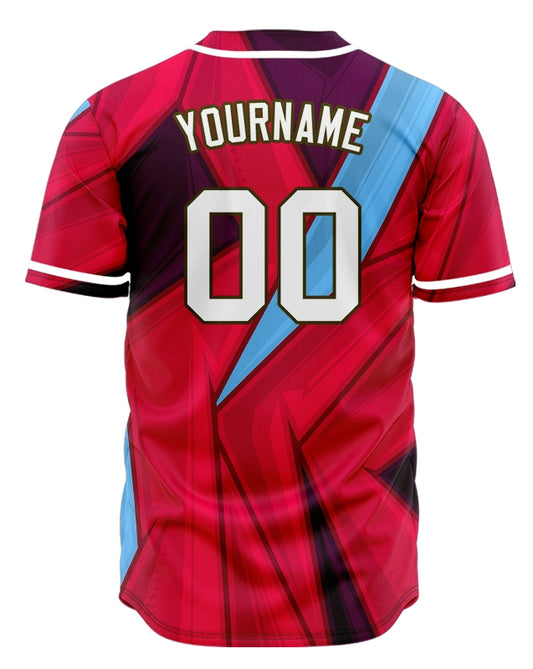 Custom Blue Red Dark Purple Grain Half Baseball Jersey