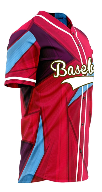 Custom Blue Red Dark Purple Grain Half Baseball Jersey