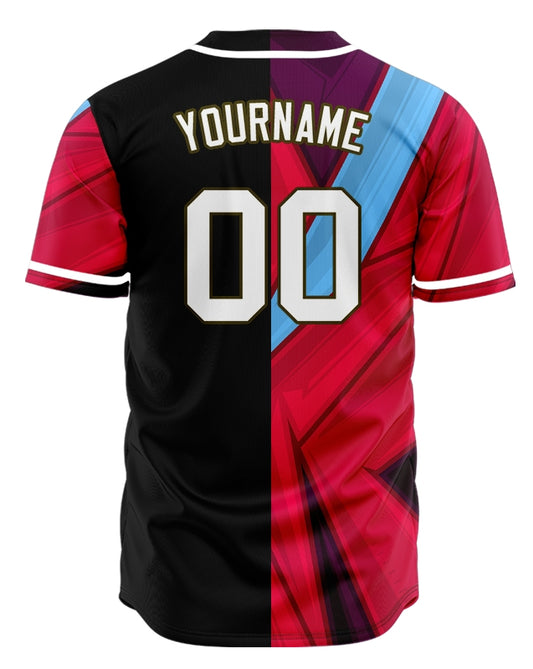 Custom Blue Red Fireworks Baseball Jersey