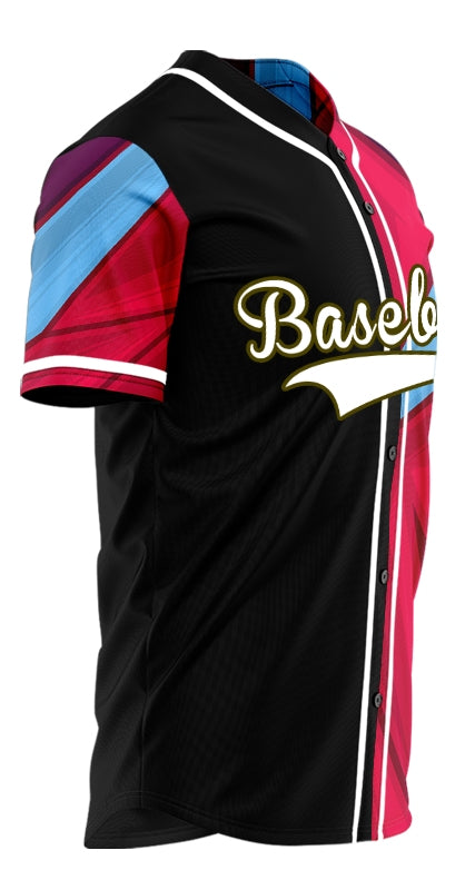 Custom Blue Red Fireworks Baseball Jersey