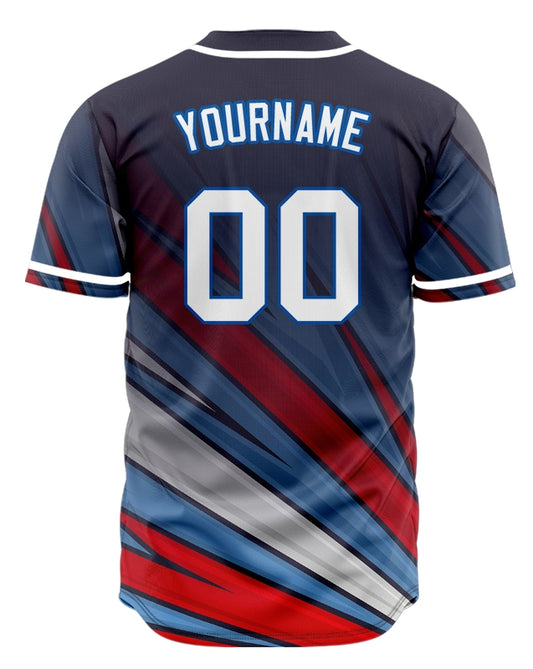 Custom Blue Red Grey Gradient Half Baseball Jersey