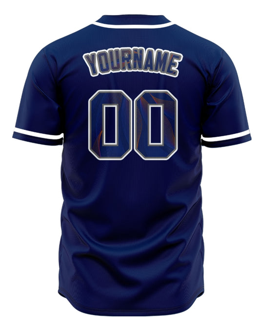 Custom Blue Red Grid Half Baseball Jersey