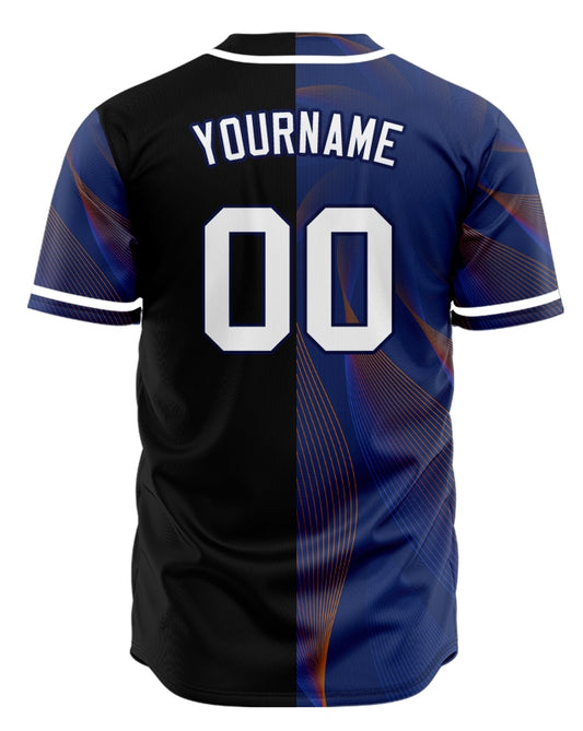 Custom Blue Red Lines Baseball Jersey