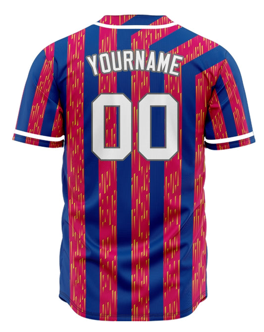 Custom Blue Red Lines Half Blue Baseball Jersey