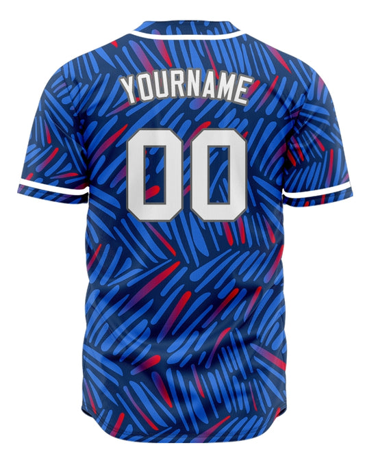 Custom Blue Red Long Strip Half Baseball Jersey