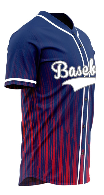 Custom Blue Red Ray Half Baseball Jersey