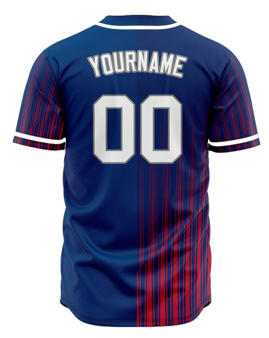 Custom Blue Red Triangle Lines Baseball Jersey
