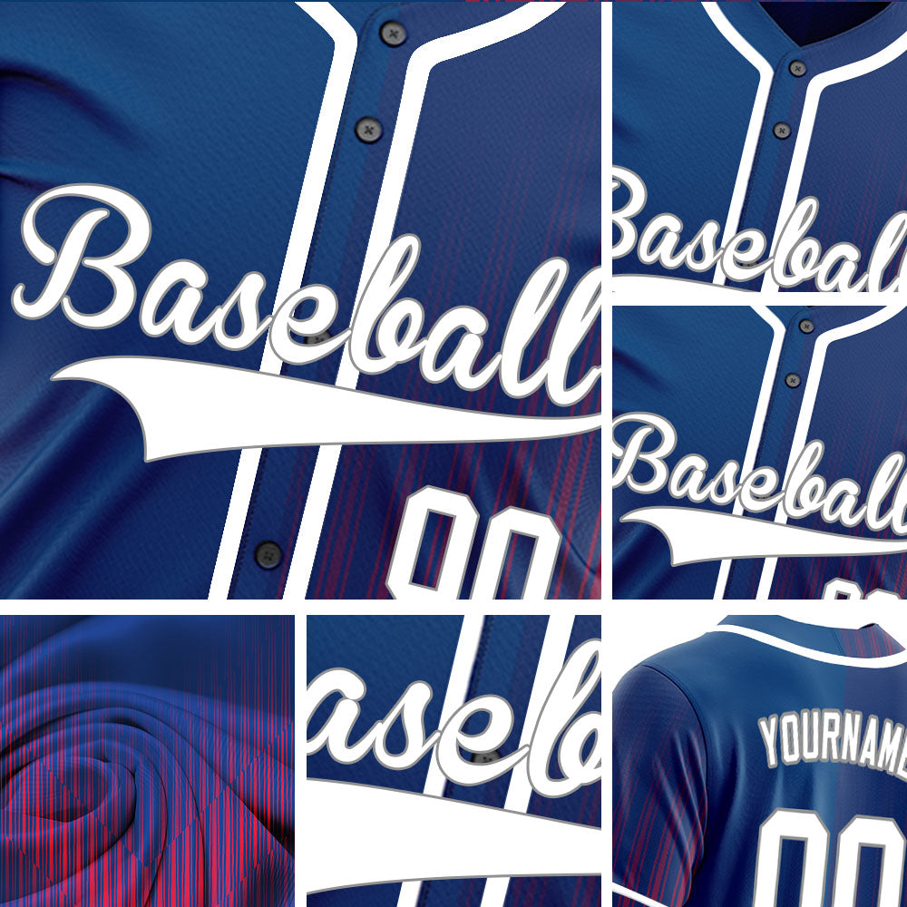 Custom Blue Red Triangle Lines Baseball Jersey
