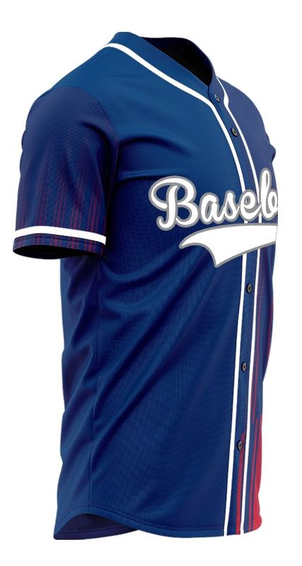 Custom Blue Red Triangle Lines Baseball Jersey