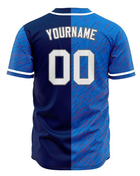 Custom Blue Red Vertical Lines Baseball Jersey