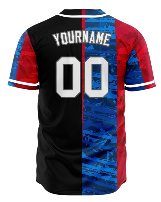 Custom Blue Red White Lines Baseball Jersey