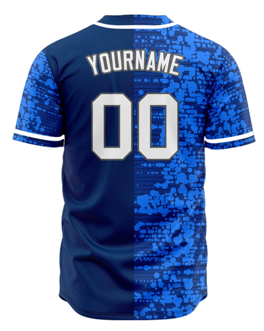 Custom Blue Straight Line Dots Half Baseball Jersey