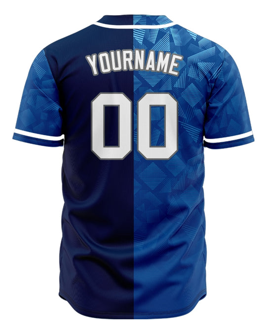 Custom Blue Triangle Square Half Baseball Jersey