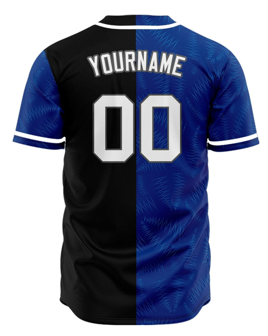 Custom Blue Wave Half Baseball Jersey