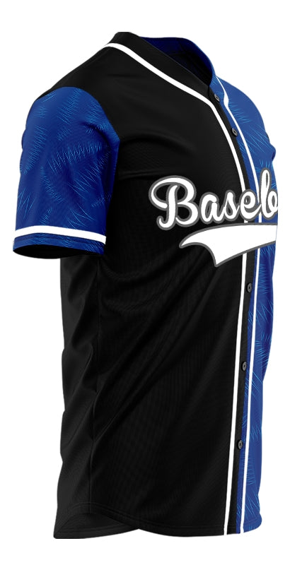 Custom Blue Wave Half Baseball Jersey