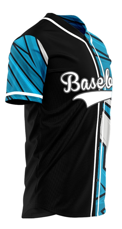 Custom Blue White Lightning Line Half Baseball Jersey