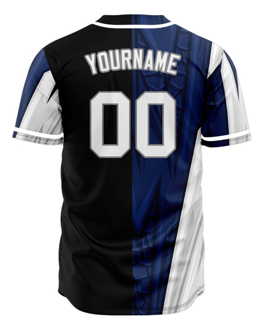 Custom Blue White Twill Half Baseball Jersey