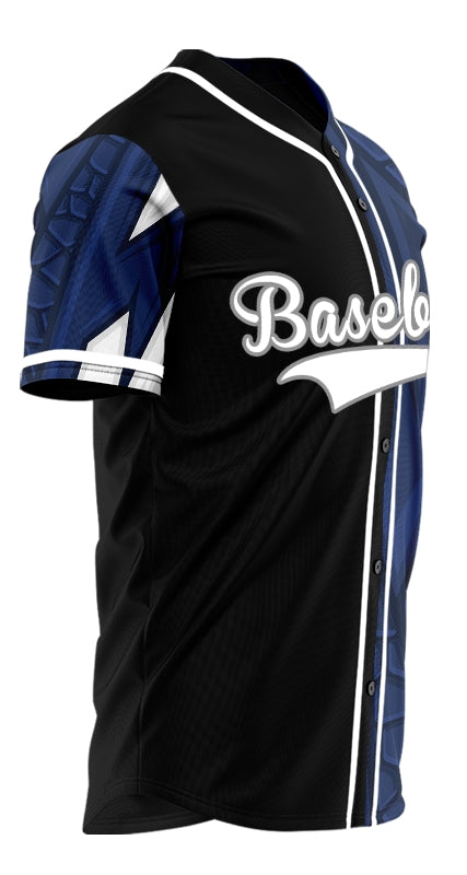 Custom Blue White Twill Half Baseball Jersey