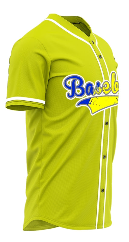 Custom Bule And Yellow Ink Baseball Jersey