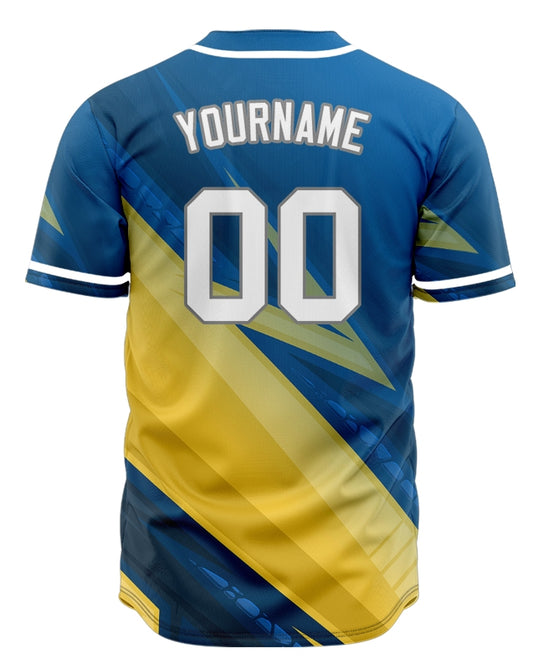 Custom Blue Yellow Lightning Line Baseball Jersey