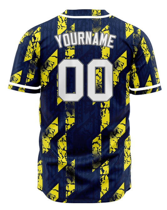 Custom Blue Yellow Parallelogram Baseball Jersey