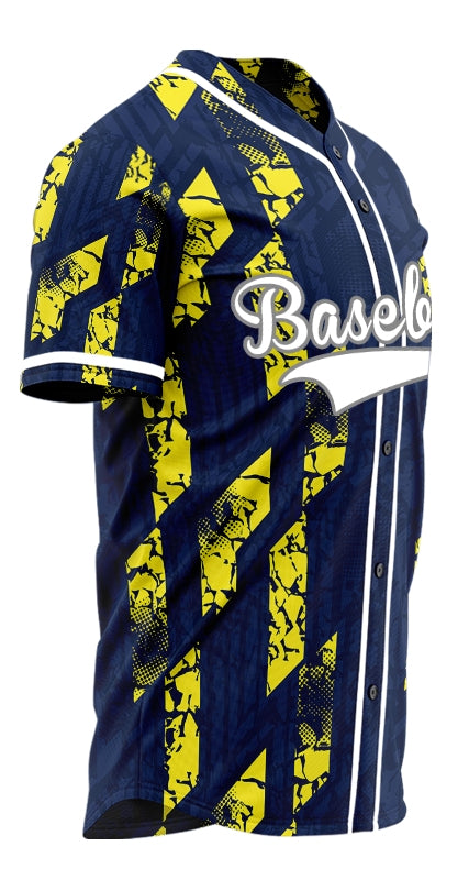 Custom Blue Yellow Parallelogram Baseball Jersey