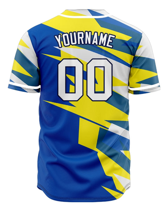 Custom Blue Yellow Slash Baseball Jersey