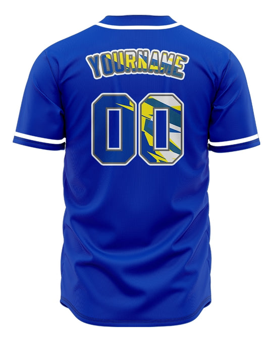 Custom Blue Yellow Slash Blue Baseball Jersey