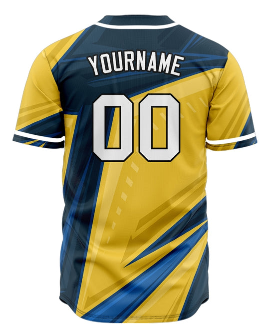 Custom Blue Yellow Twill Lines Baseball Jersey