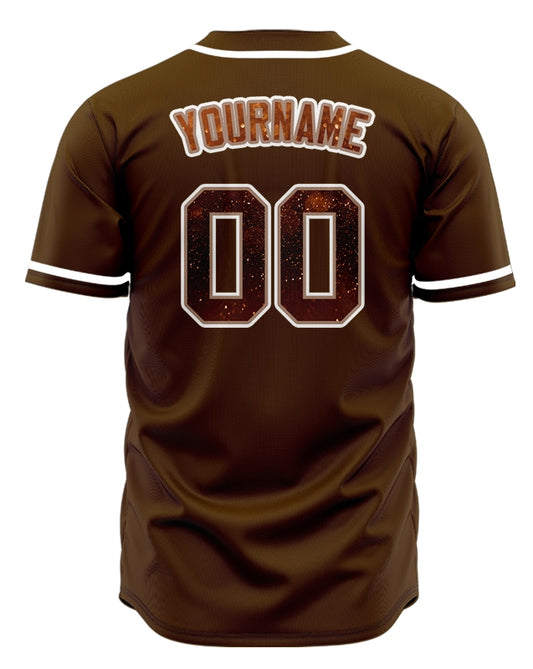 Custom Brown Gold Starry Sky Baseball Jersey