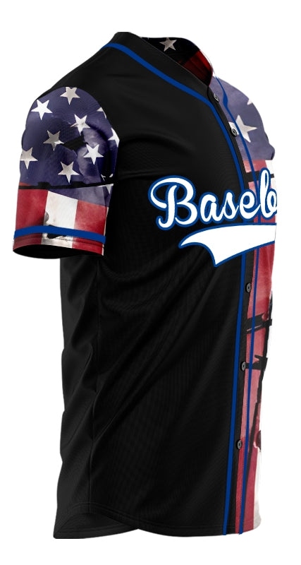 Custom Bullet Hole Flag Half Baseball Jersey
