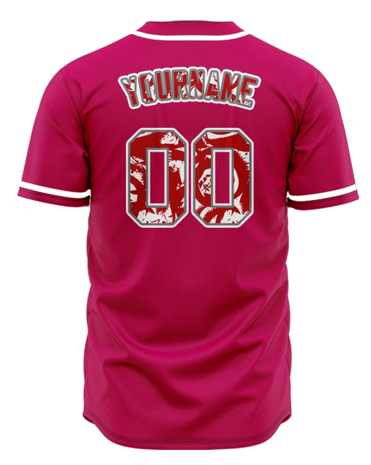 Custom Circle Ink White Red Baseball Jersey