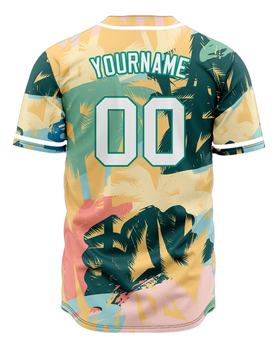 Custom Colorful Coconut Tree Hawaiian Baseball Jersey