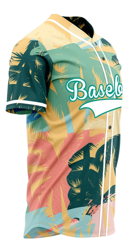 Custom Colorful Coconut Tree Hawaiian Baseball Jersey