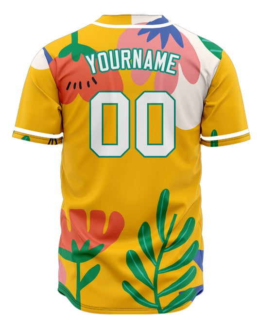 Custom Colorful Flower Hawaiian Baseball Jersey