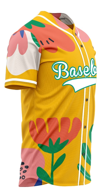 Custom Colorful Flower Hawaiian Baseball Jersey