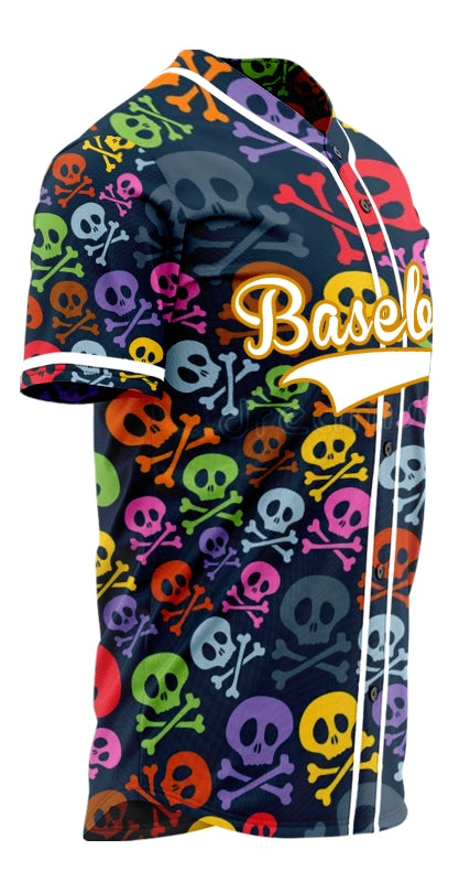 Custom Colorful Skull Baseball Jersey