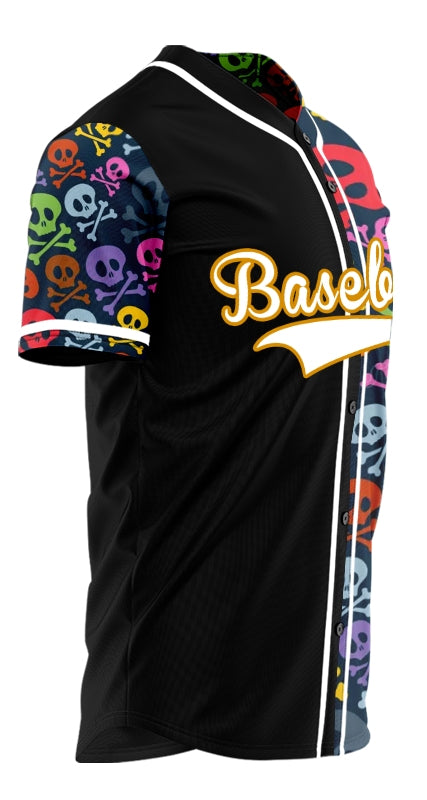 Custom Colorful Skull Half Baseball Jersey