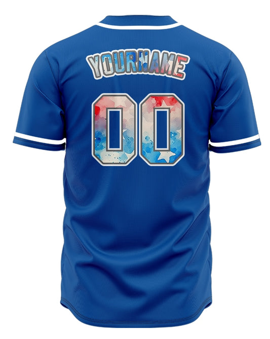 Custom Colorful Star Blue Baseball Jersey