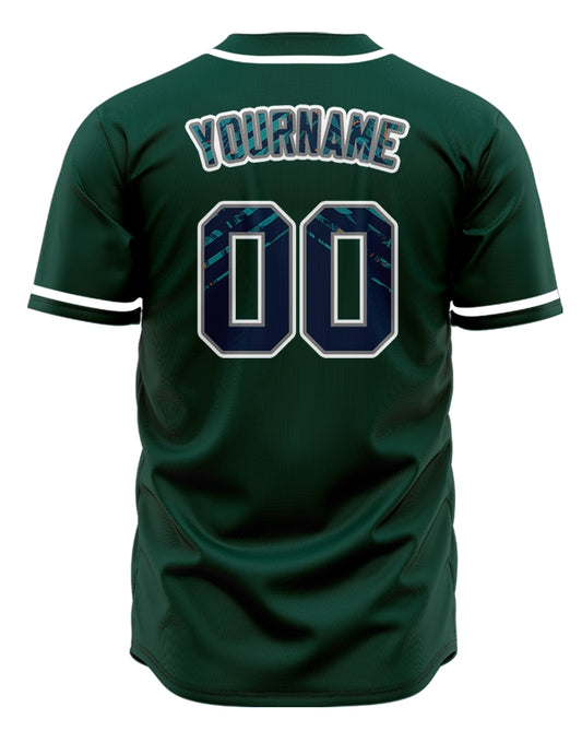 Custom Corner Line Dark Green Baseball Jersey