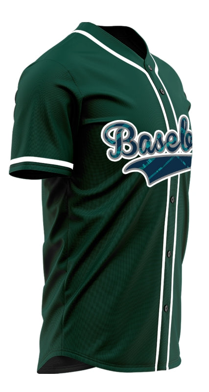 Custom Corner Line Dark Green Baseball Jersey