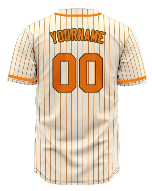 Custom Cream Orange Pinstripe Baseball Jersey